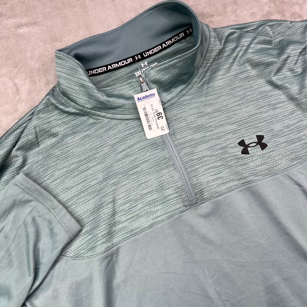Under Armour Tech Utility 1/4 Zip Mens 2XL Green Textured Performance Pullover